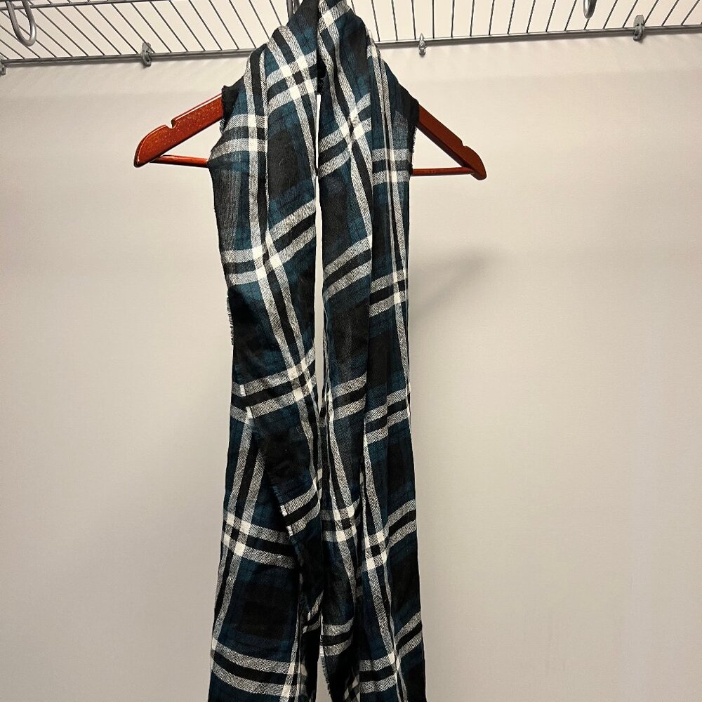 Psycho Bunny by Robert Godley Merino Wool Scarf – Black/Green Plaid